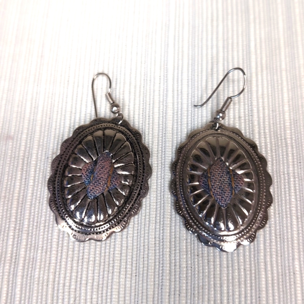 3 for $15 - Silvertone Conch with Denim Earrings